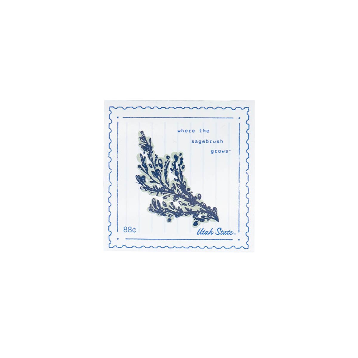 Utah State where the sagebrush grows 2 in post stamp sticker